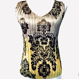 Women's Piano Yellow and Silver Sleeveless Blouse